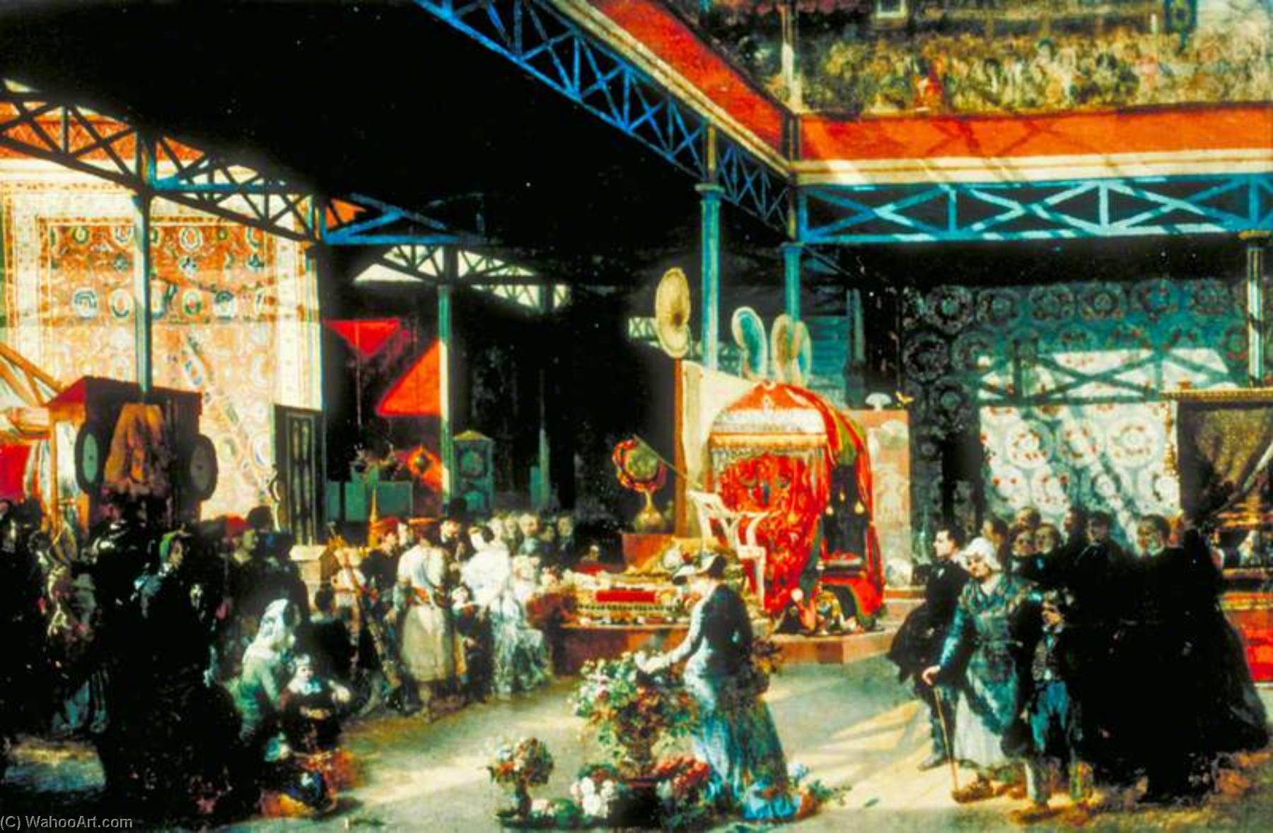 Queen Victoria, Prince Albert And Three Of Their Children At The Indian Pavilion Of The Great Exhibition — Prosper Lafaye