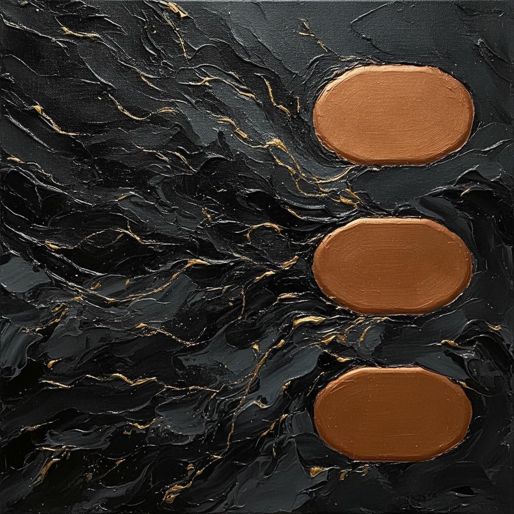 Gilded Fractures Within Earthbound Bronze Ovals — Laurent Fabre