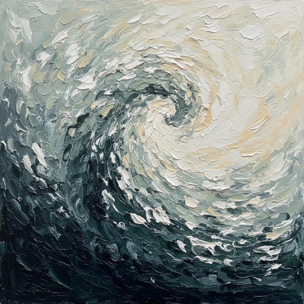 Ephemeral Vortex Of Charcoal Shadows And Luminous Impasto Swirls In Motion — Christian Noiret