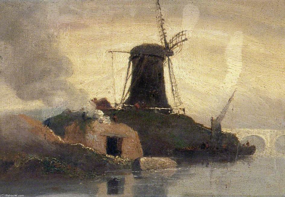 Windmill And Brick Kiln On Riverside — Samuel Owen