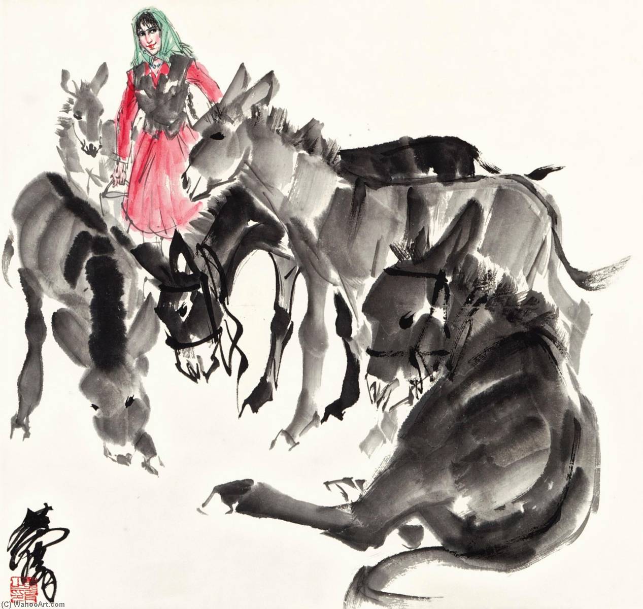 Donkeys And Maiden — Huang Zhou