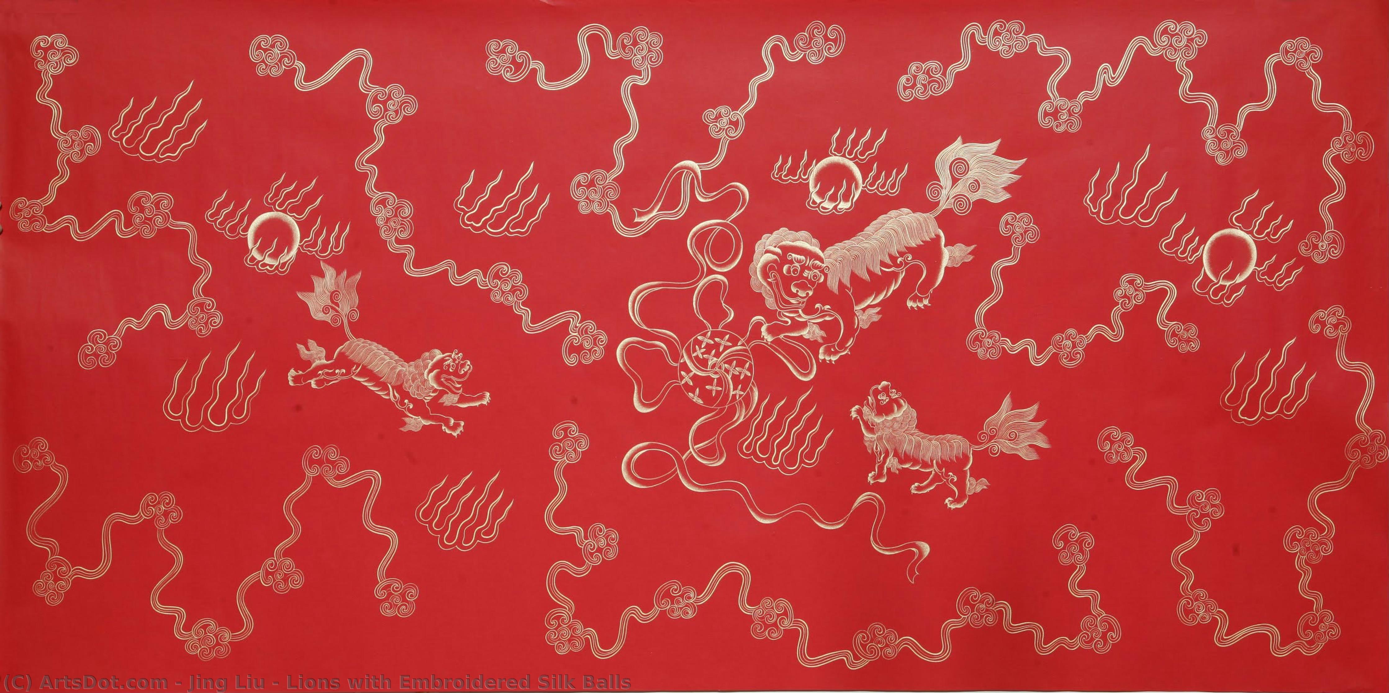 Lions With Embroidered Silk Balls — Jing Liu