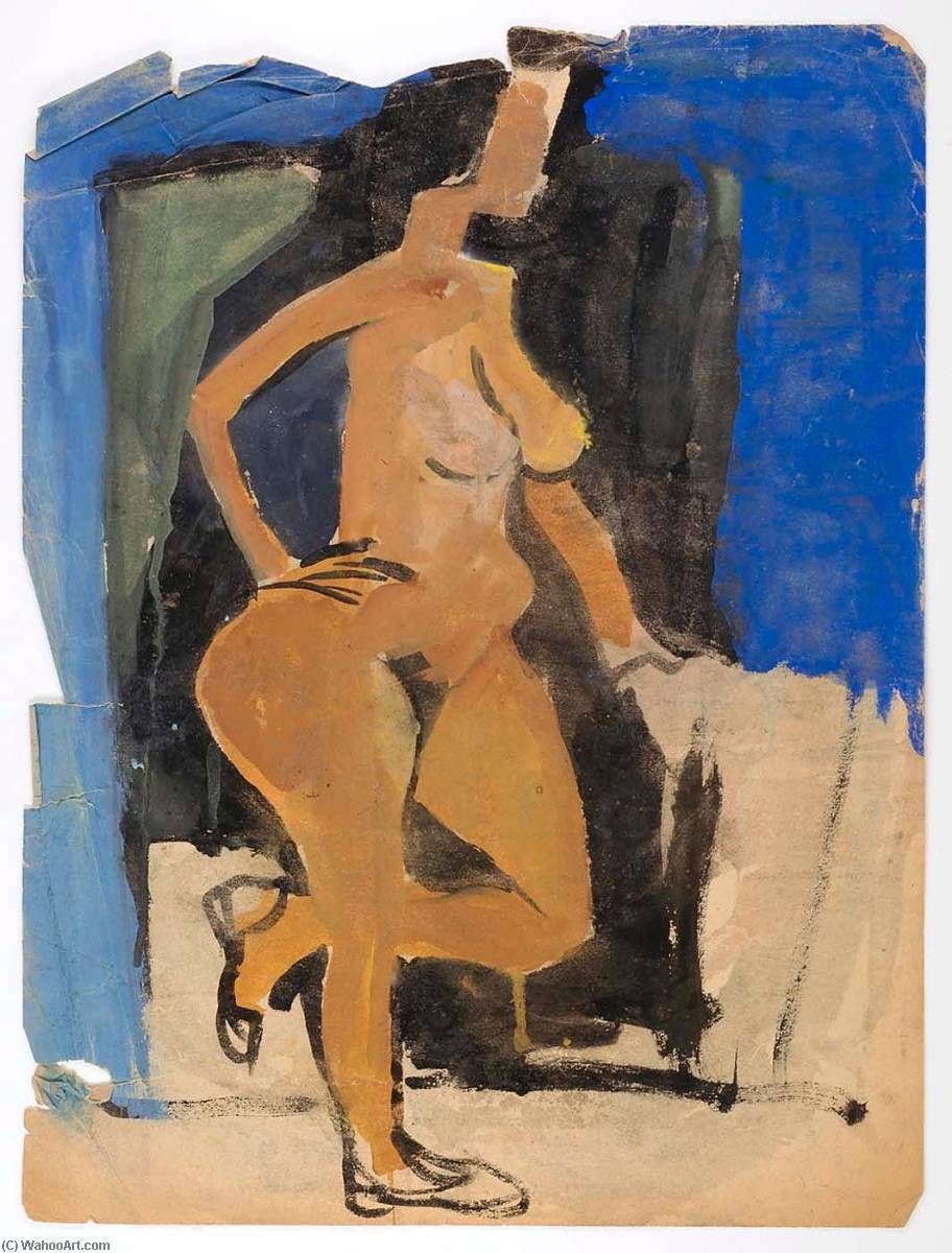 Standing Female Nude In Profile — William H. Johnson