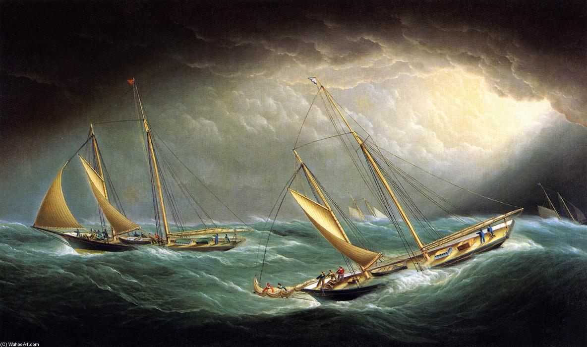 Four Yachts In A Storm — James Edward Buttersworth