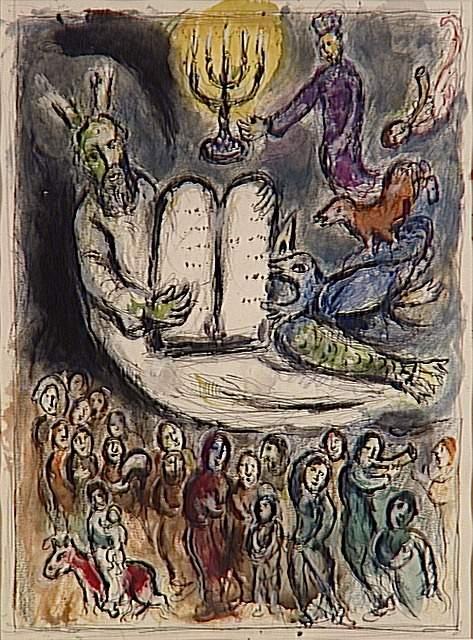 Moisés Convoca A Los Ancianos Y Presenta Las Tablas De La Ley — Marc Chagall