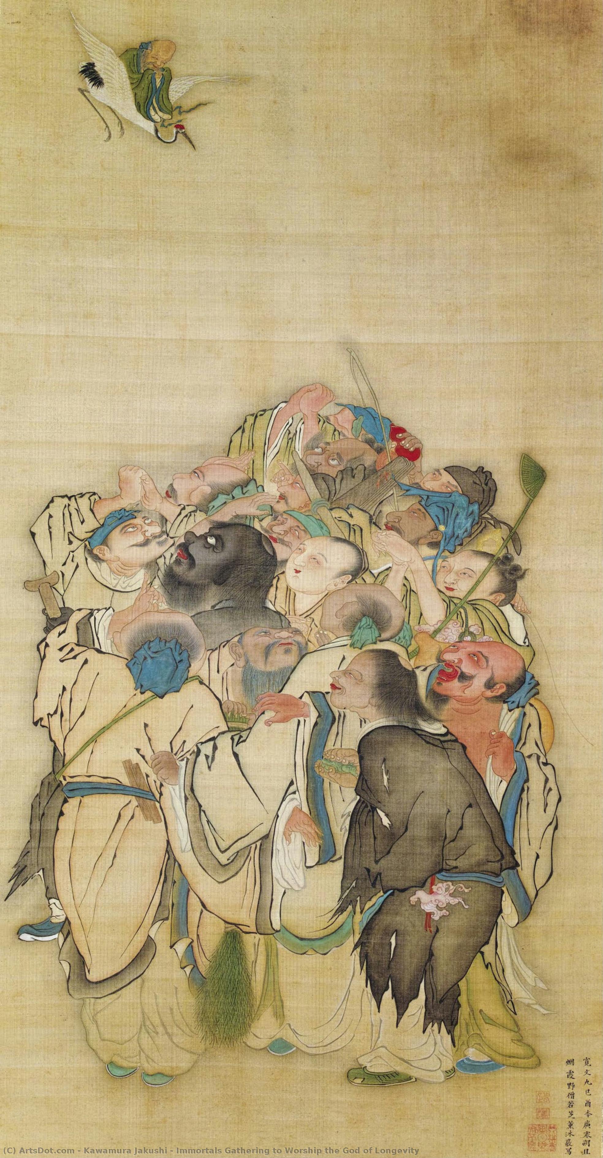 Immortals Gathering To Worship The God Of Longevity — Kawamura Jakushi
