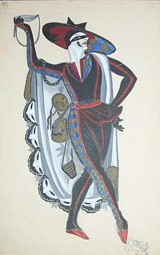 Costume Design For ''venetian Madmen'' - Harlequin — Sergey Yurievich Sudeikin