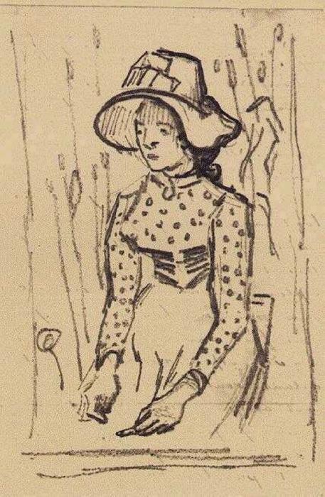 Girl With Straw Hat, Sitting In The Wheat — Vincent Willem Van Gogh