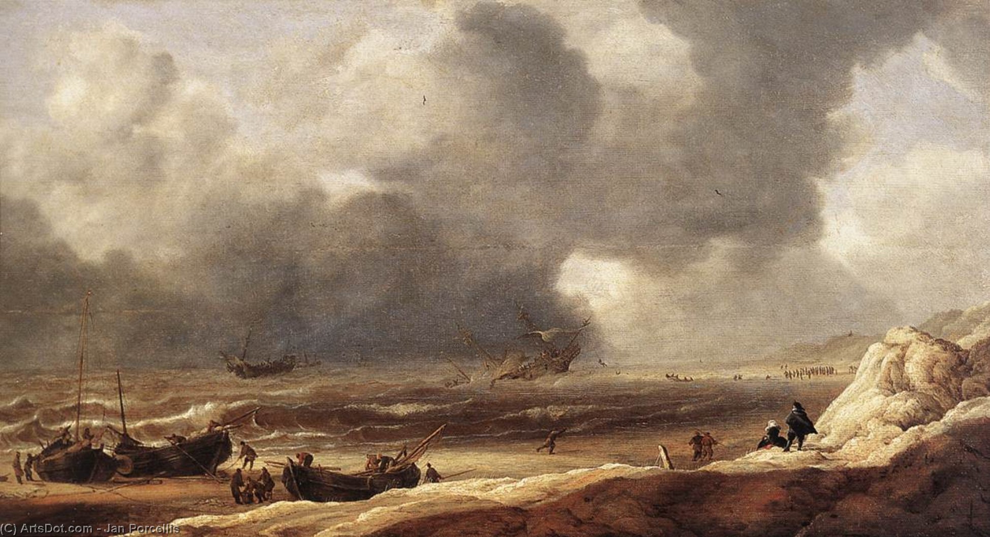 Shipwreck On A Beach — Jan Porcellis