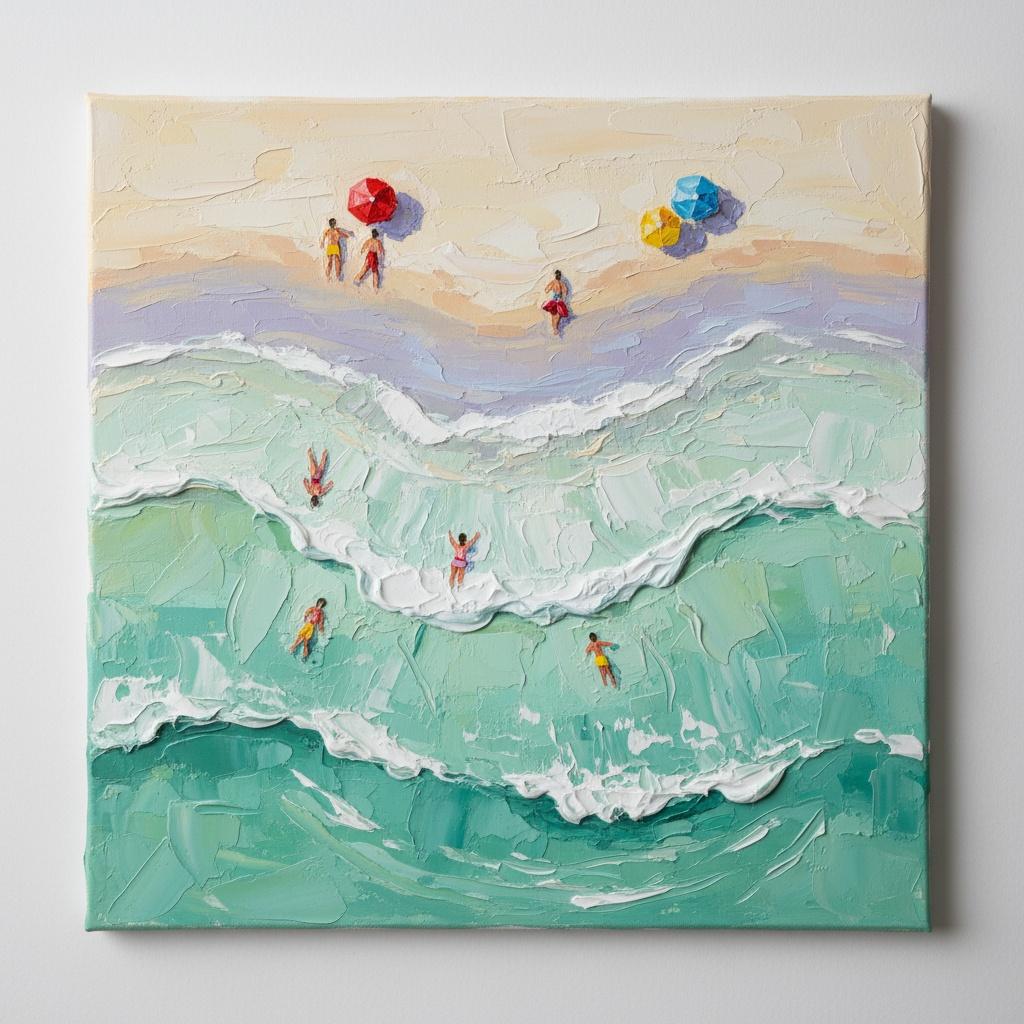Ethereal Tides Of Serenity: A Sculptural Impasto Study Of Coastal Solitude — David Moreau