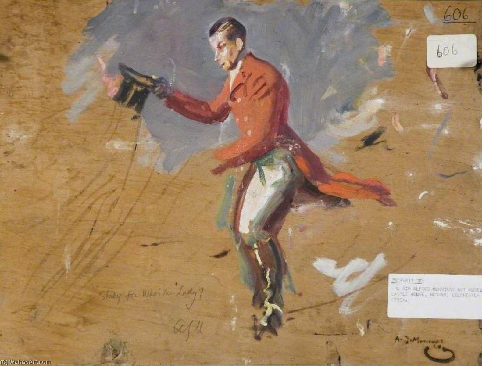 Study Of A Huntsman For 'who's The Lady ' (verso) — Sir Alfred James Munnings