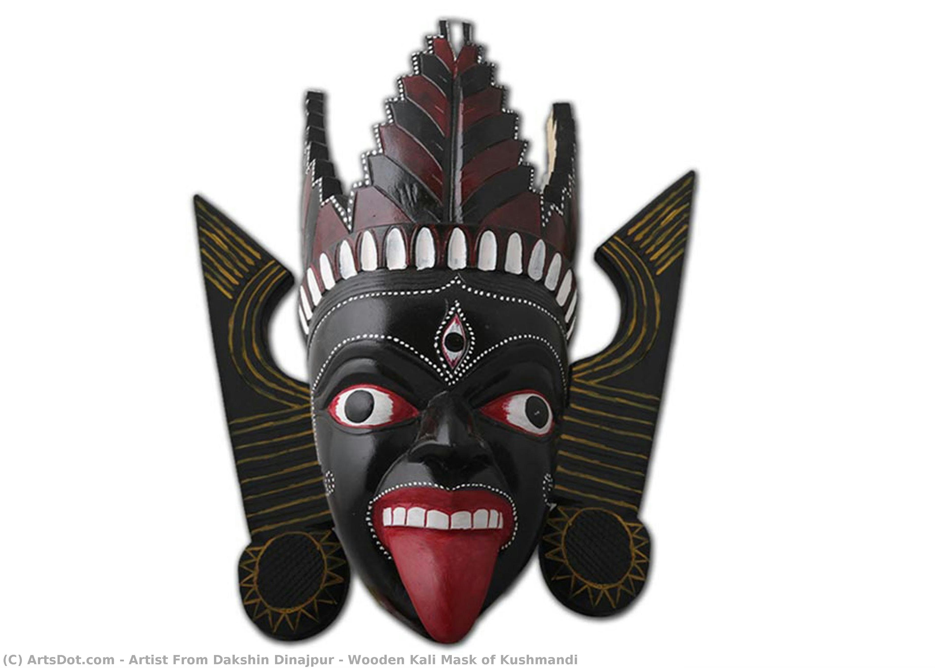 Wooden Kali Mask Of Kushmandi — Artist From Dakshin Dinajpur