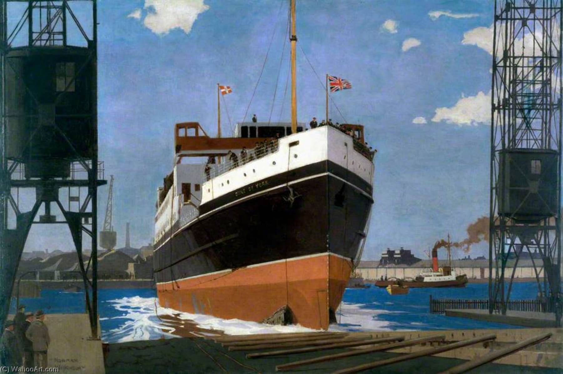 Launch Of 'tss Duke Of York', Queen's Island, Belfast (london, Midland And Scottish Railway Poster Artwork) — Norman Wilkinson