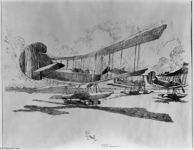 Hydroplanes At Rest On The Beach — Joseph Pennell