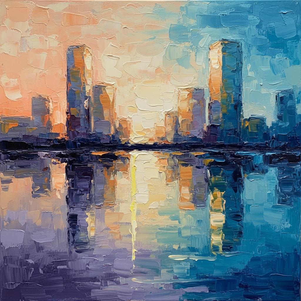 Golden Horizon Echoes: A Meditative Study Of Cerulean Skies And Distorted Reflections — Christian Noiret