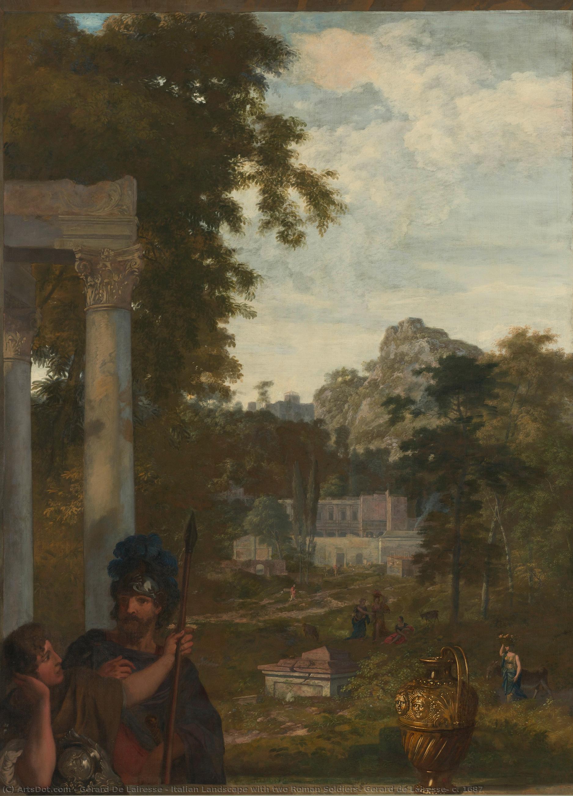 Italian Landscape With Two Roman Soldiers, Gerard De Lairesse, C. 1687 — Gérard De Lairesse