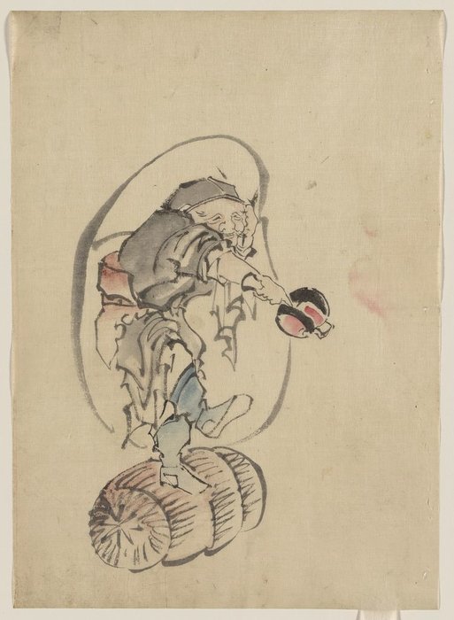 Hotei, Der Gott Des Glücks, Einer Der Sieben Glücksgötter — Katsushika Hokusai