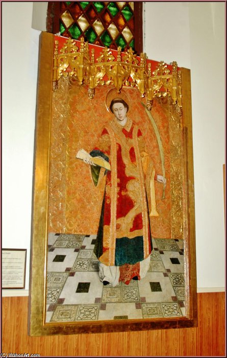 St. Baudilus, Painting By Lluís Dalmau, Catalan Painter Of 15th Cent. At The Church Of St. Baldiri, In Sant Boi De Llobregat, Near Barcelona — Lluís Dalmau