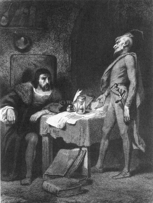 Faust And Mephisto In Fausts's Study — Tony Johannot (antoine Johannot)