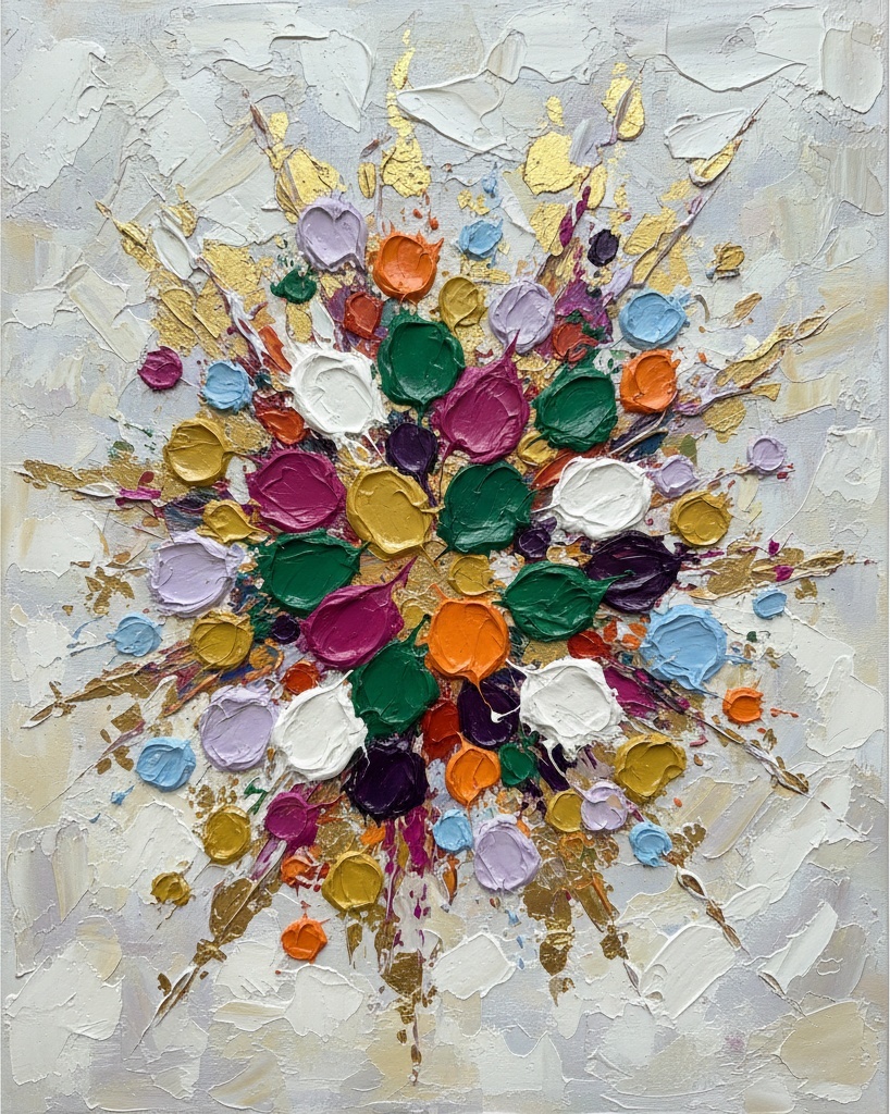 Radiant Emergence: A Sculptural Symphony Of Polychromatic Impasto And Gilded Kinetic Energy — David Moreau