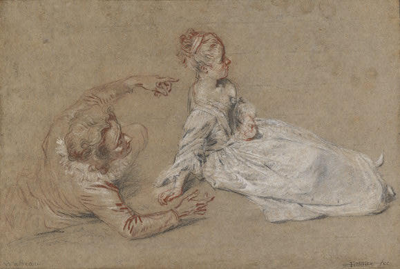 A Man Reclining And A Woman Seated On The Ground — Jean-antoine Watteau