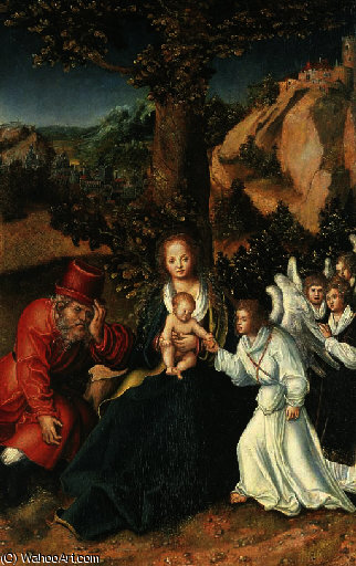 Holy Family With Angels In A Landscape — Lucas Cranach The Elder