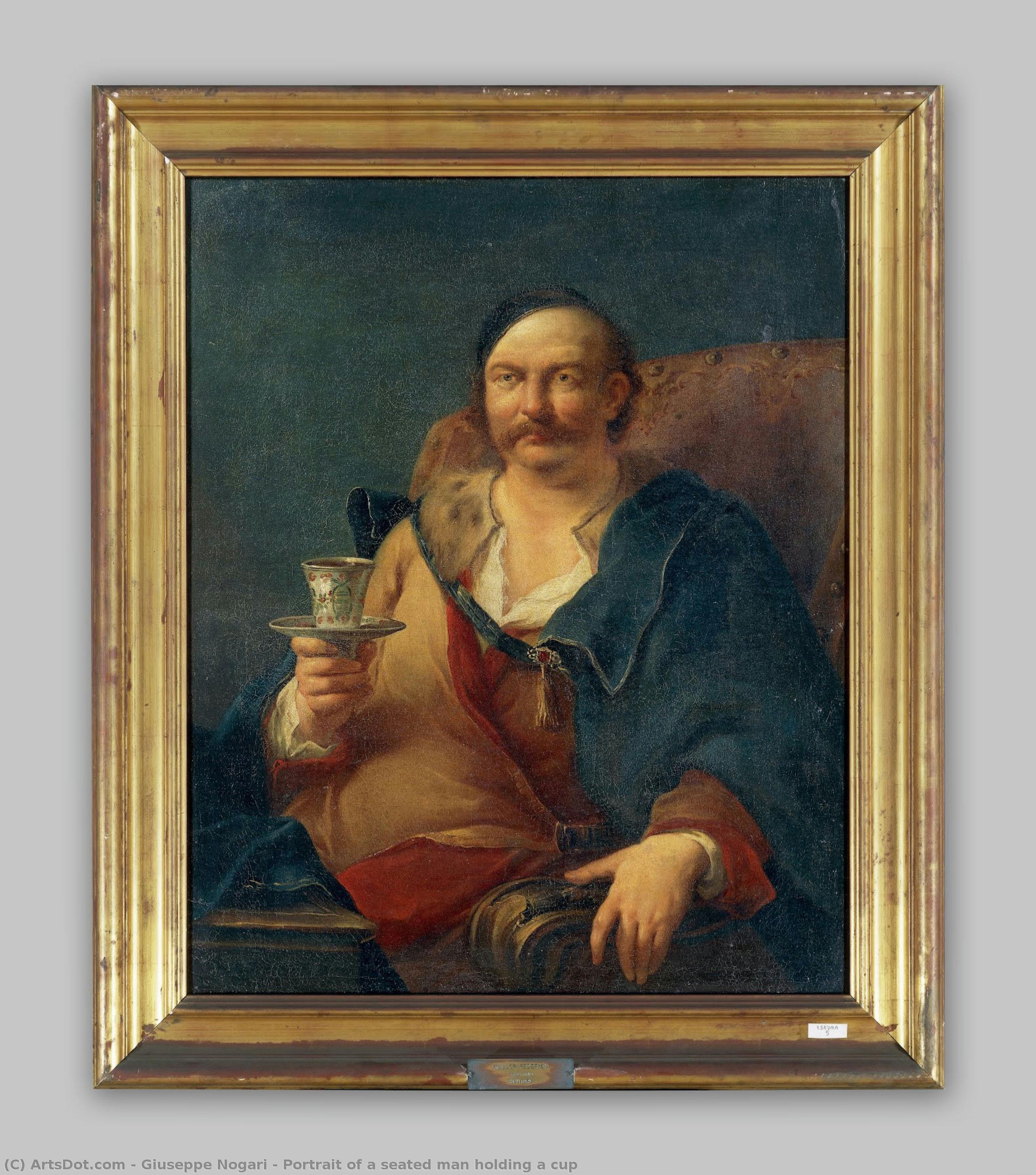 Portrait Of A Seated Man Holding A Cup — Giuseppe Nogari