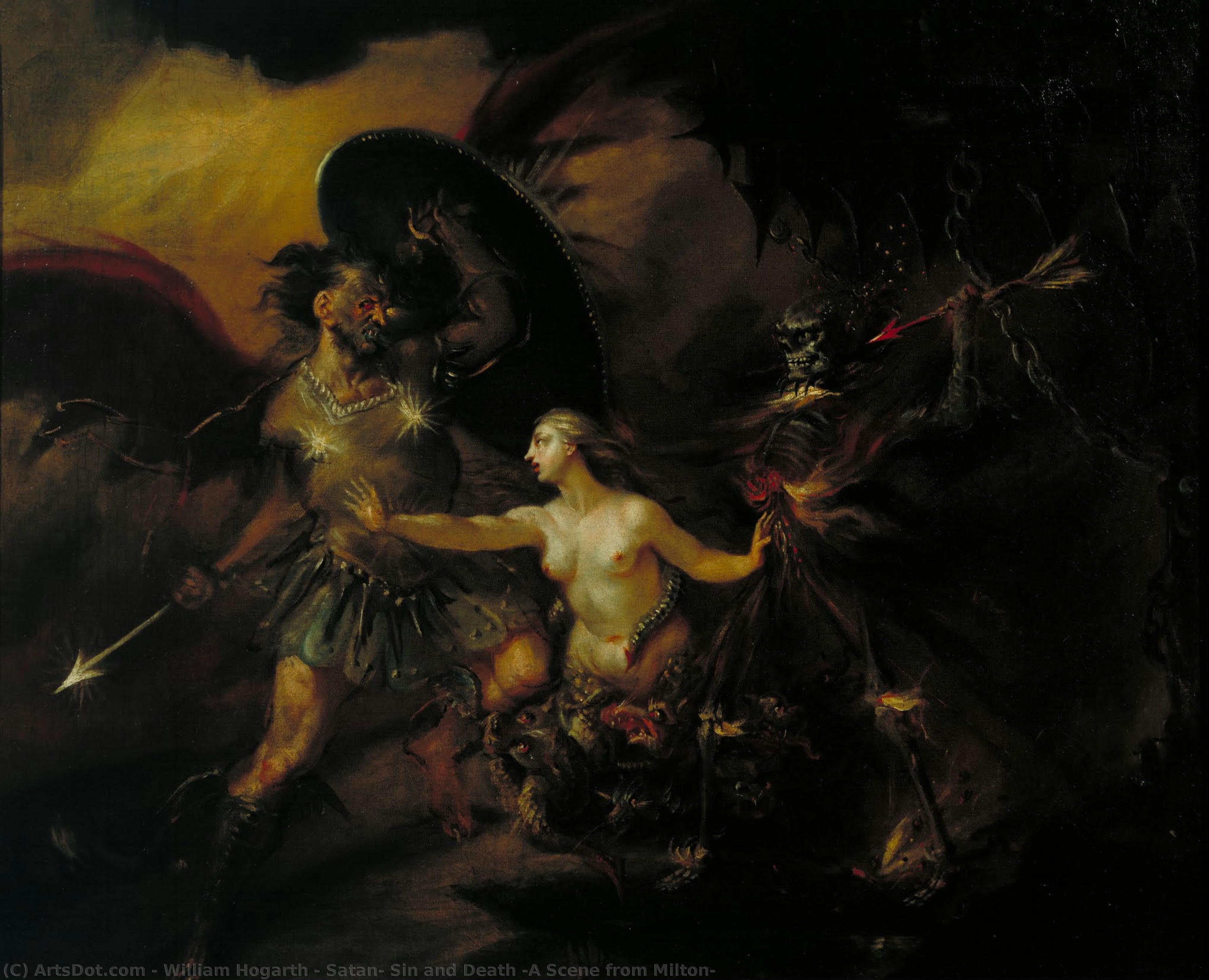 Satan, Sin And Death (a Scene From Milton — William Hogarth