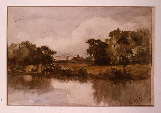 Landscape, Cove With House, (painting) — Edward Mitchell Bannister