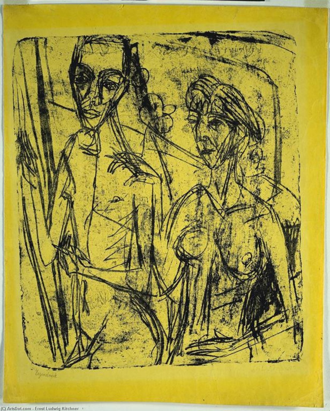 Couple In Room, Nude Man With Woman — Ernst Ludwig Kirchner