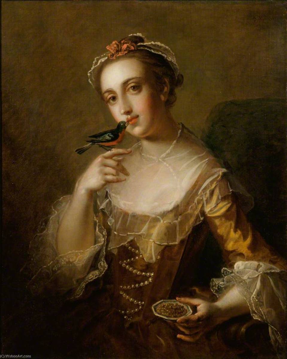 Young Woman With A Bird — Philippe Mercier