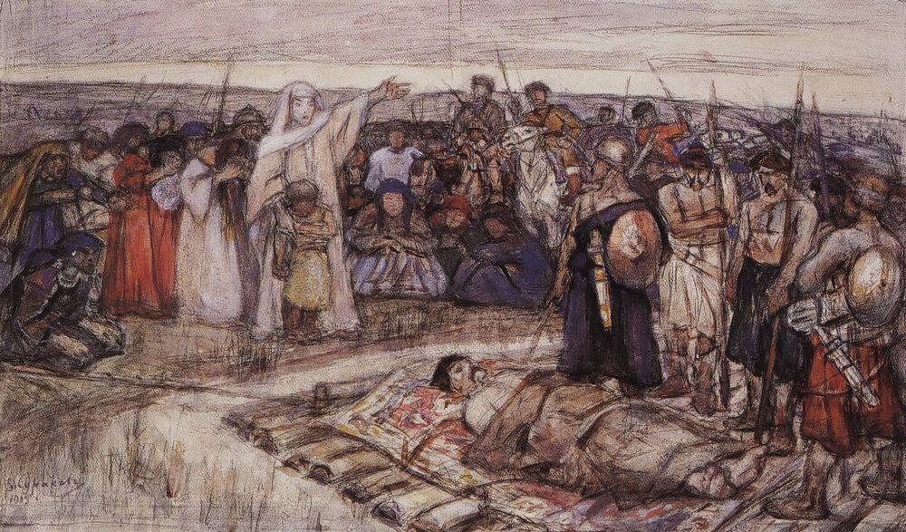 Princess Olga Meets The Body Of Prince Igor — Vasily Ivanovich Surikov