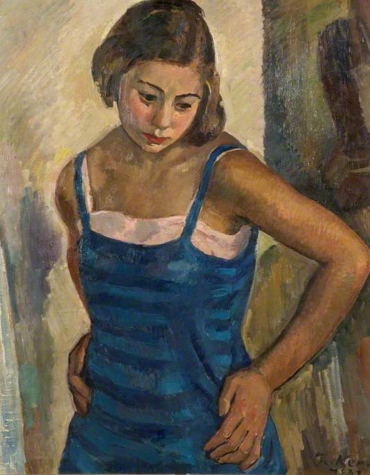 Portrait Of A Young Woman In A Blue Dress — Theodor Kern