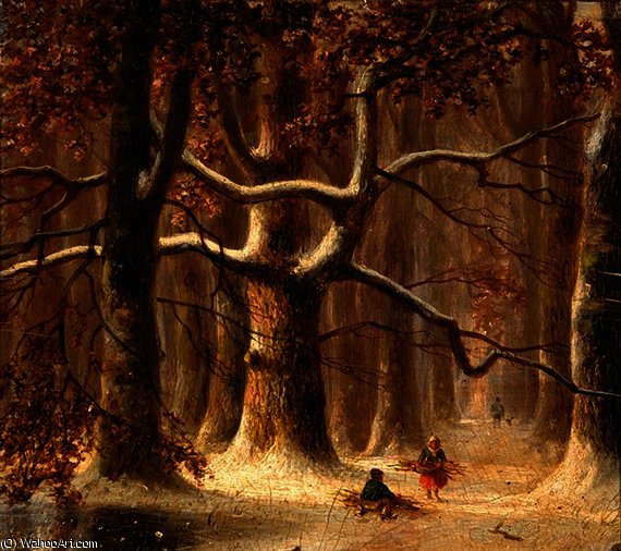 Gathering Wood In The Forest — Nicolaas Johannes Roosenboom