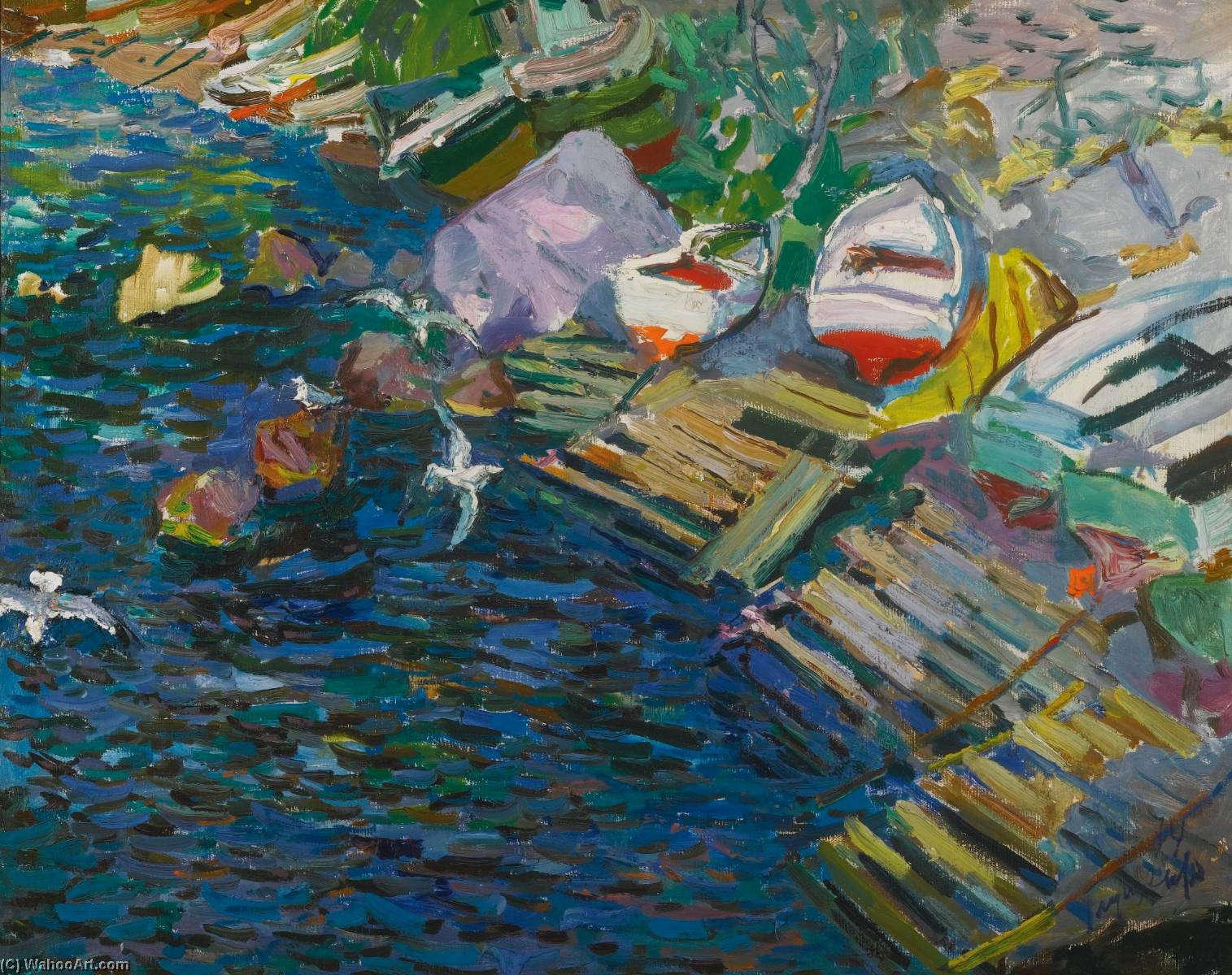 A Pier In Gurzuf In The Morning — Nikolai Petrovich Glushchenko