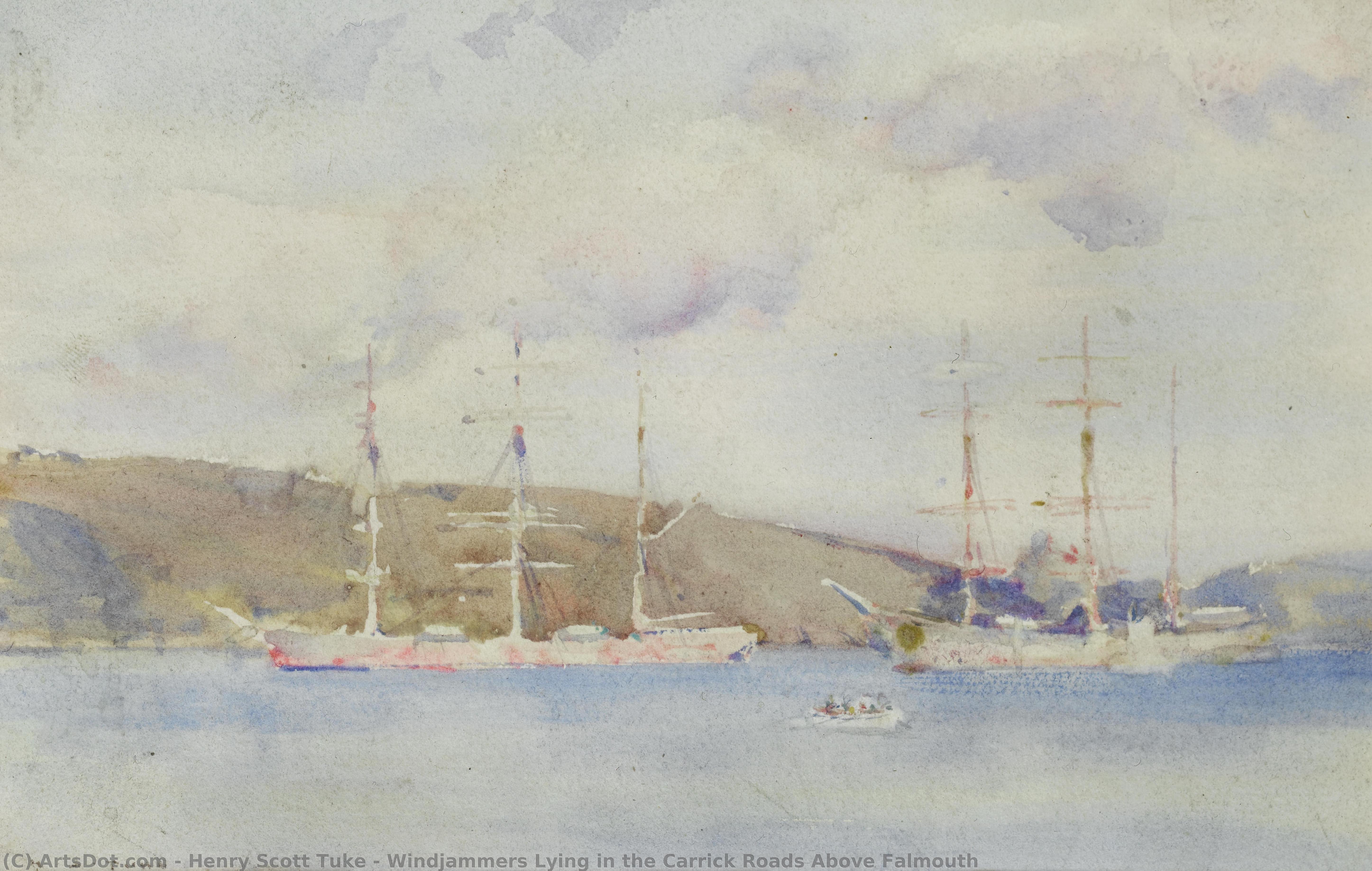 Windjammer Liegen In Den Carrick Roads Oberhalb Von Falmouth — Henry Scott Tuke
