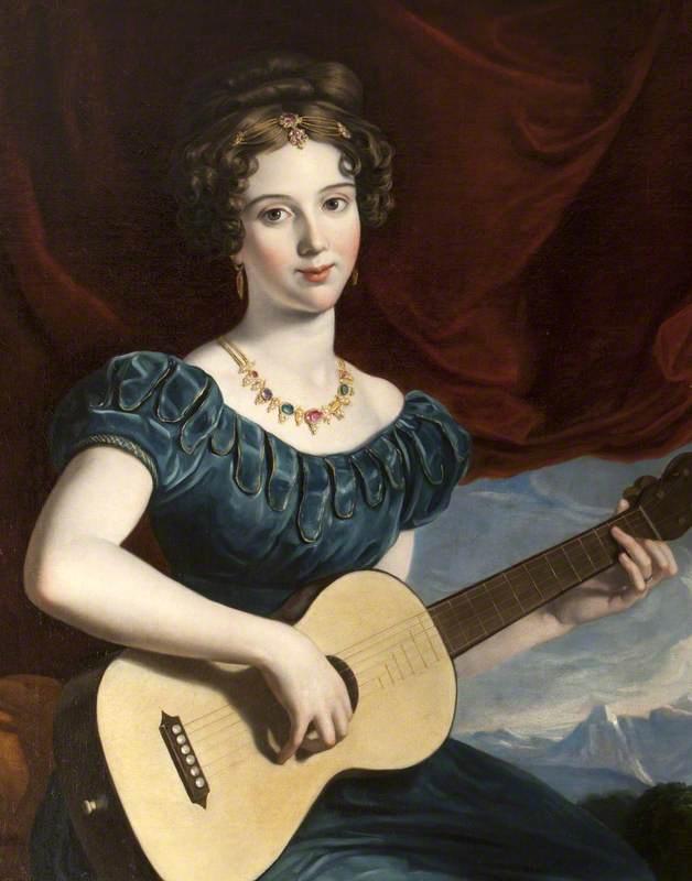 A Lady Of The Petre Family Playing The Guitar — Joseph Karl Stieler