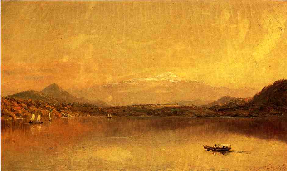Autumn Landscape With Boaters On A Lake — Jasper Francis Cropsey
