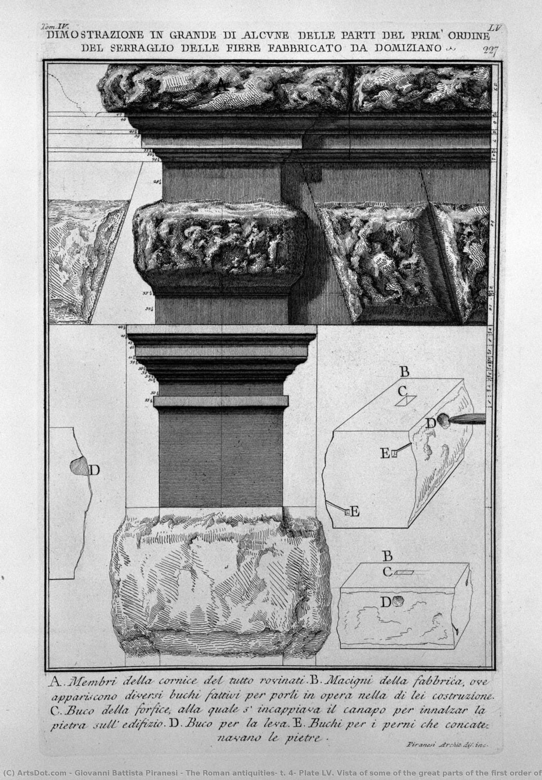 The Roman Antiquities, T. 4, Plate Lv. Vista Of Some Of The Great Parts Of The First Order Of The Seraglio Of The Fairs `manufactured By Domitian. — Giovanni Battista Piranesi