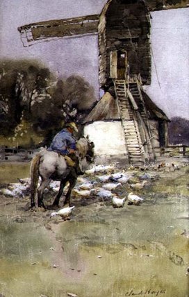 Horseman By A Windmill — Claude Hayes