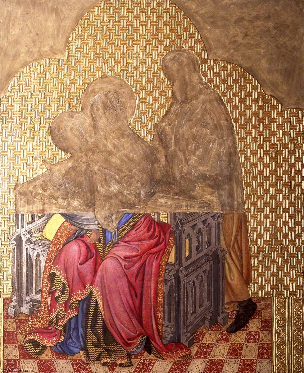 Reconstruction Of Medieval Mural Painting, Madonna And Child With Saint Joseph — Ernest William Tristram