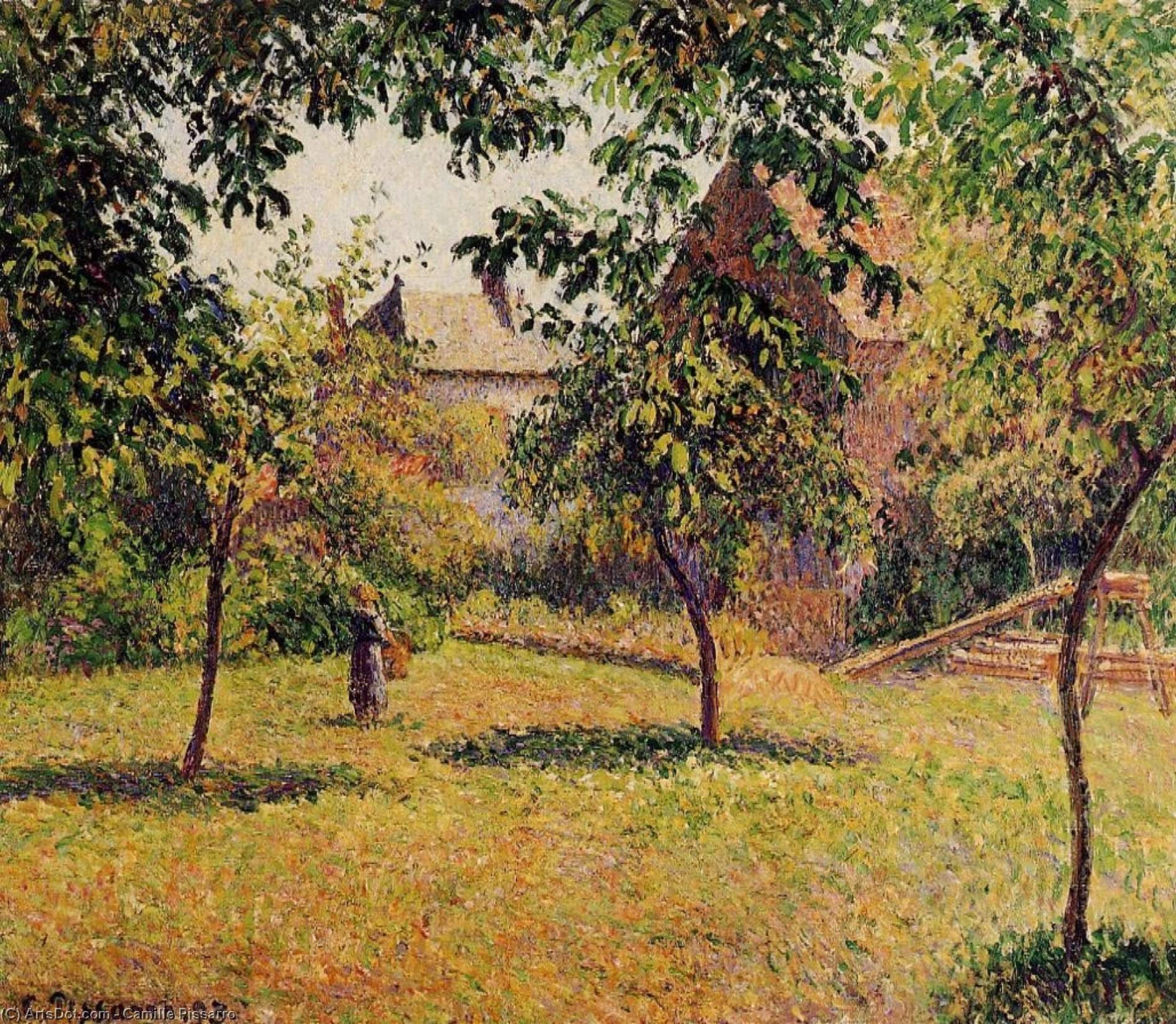 The Barn, Morning, Eragny — Camille Pissarro