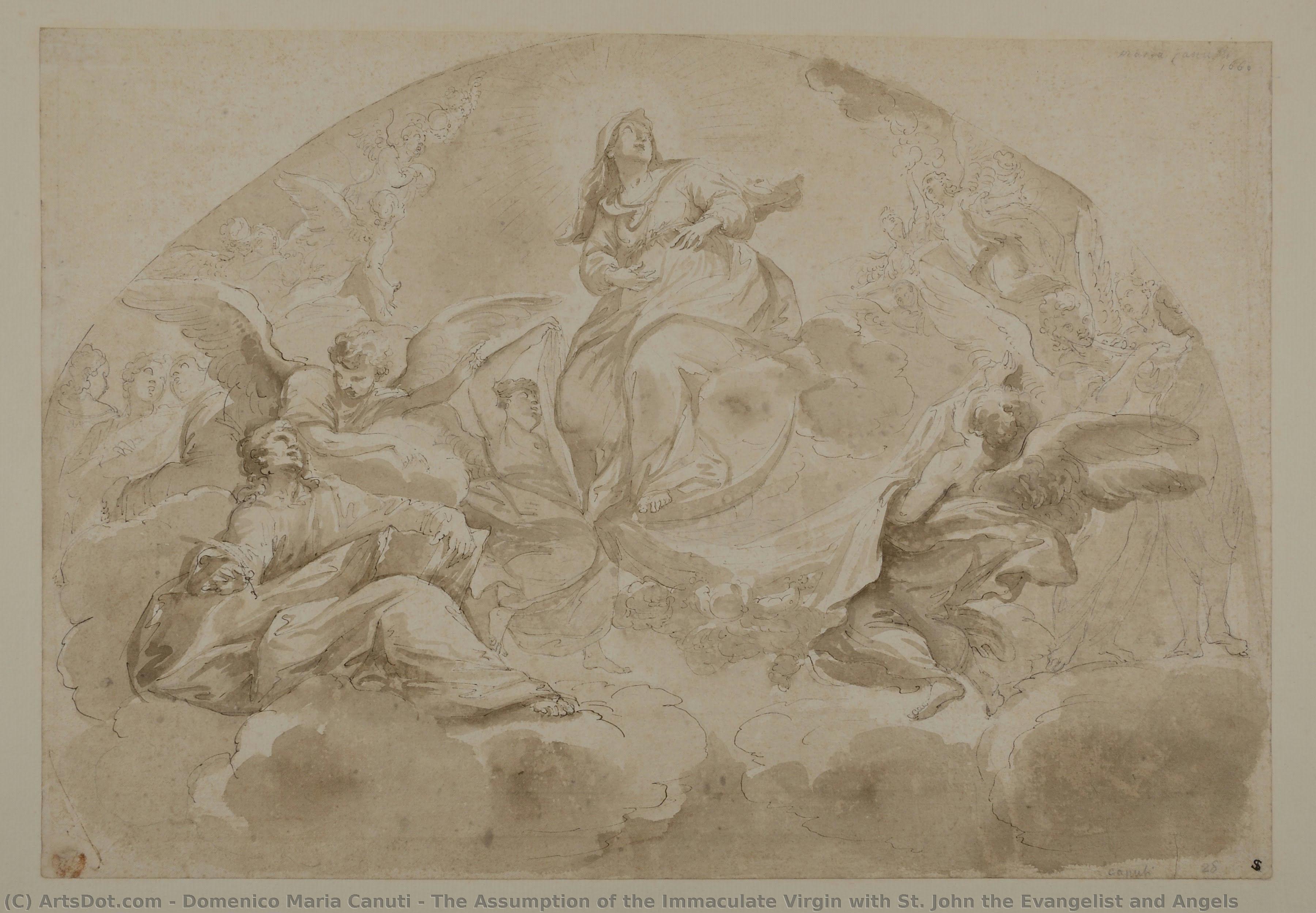 The Assumption Of The Immaculate Virgin With St. John The Evangelist And Angels — Domenico Maria Canuti