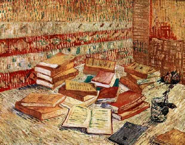 Título Traducido: Naturaleza Muerta Con Libros Franceses Y Una Rosa — Vincent Willem Van Gogh
