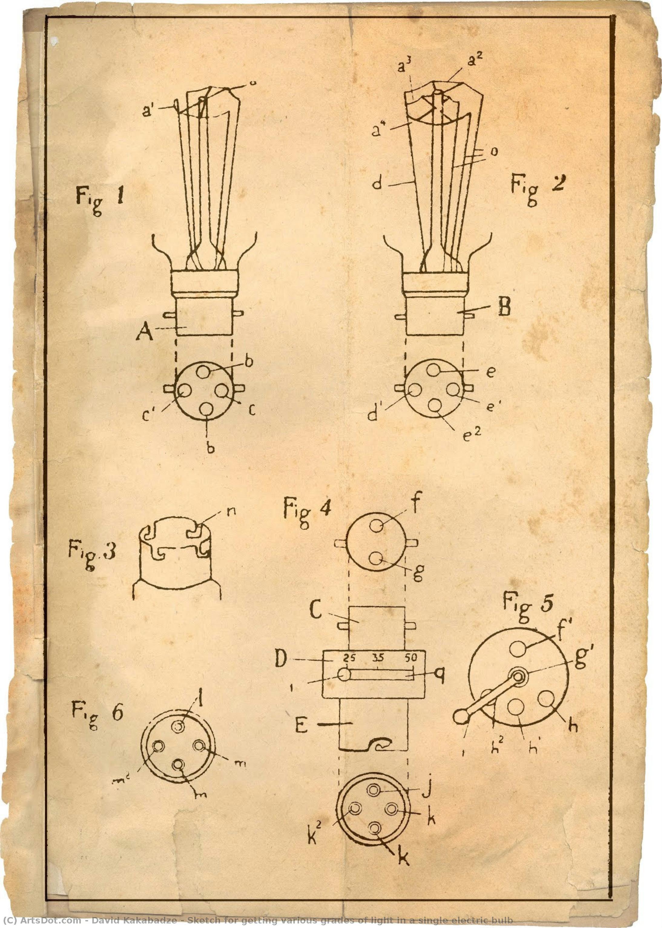 Sketch For Getting Various Grades Of Light In A Single Electric Bulb — David Kakabadze