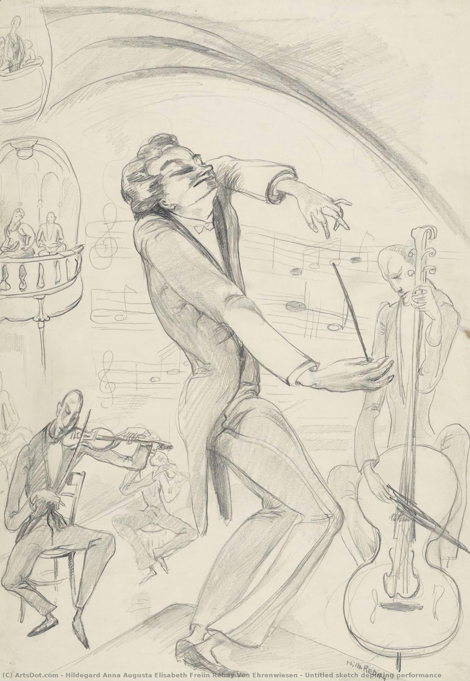 Untitled Sketch Depicting Performance — Hildegard Anna Augusta Elisabeth Freiin Rebay Von Ehrenwiesen