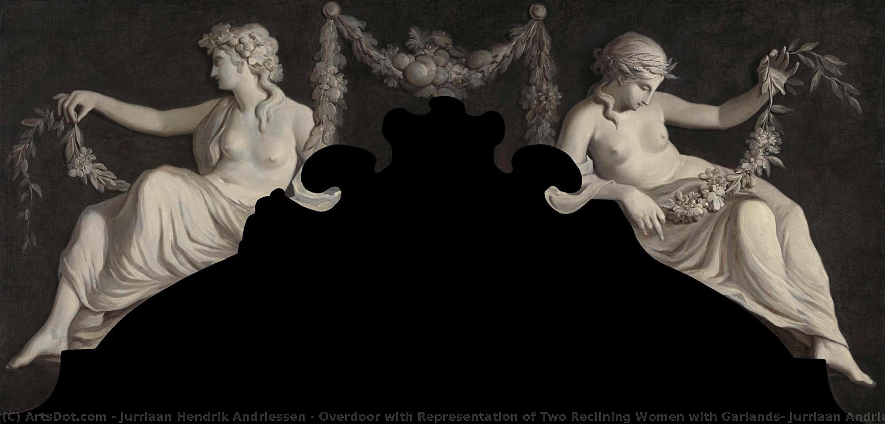Overdoor With Representation Of Two Reclining Women With Garlands, Jurriaan Andriessen, C. 1786 — Jurriaan Hendrik Andriessen