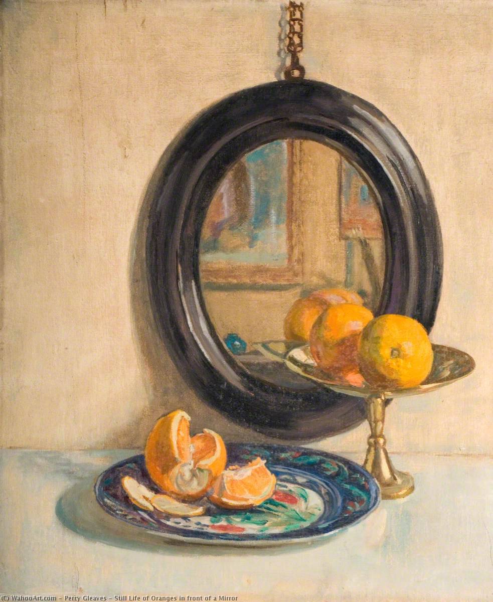 Still Life Of Oranges In Front Of A Mirror — Percy Gleaves