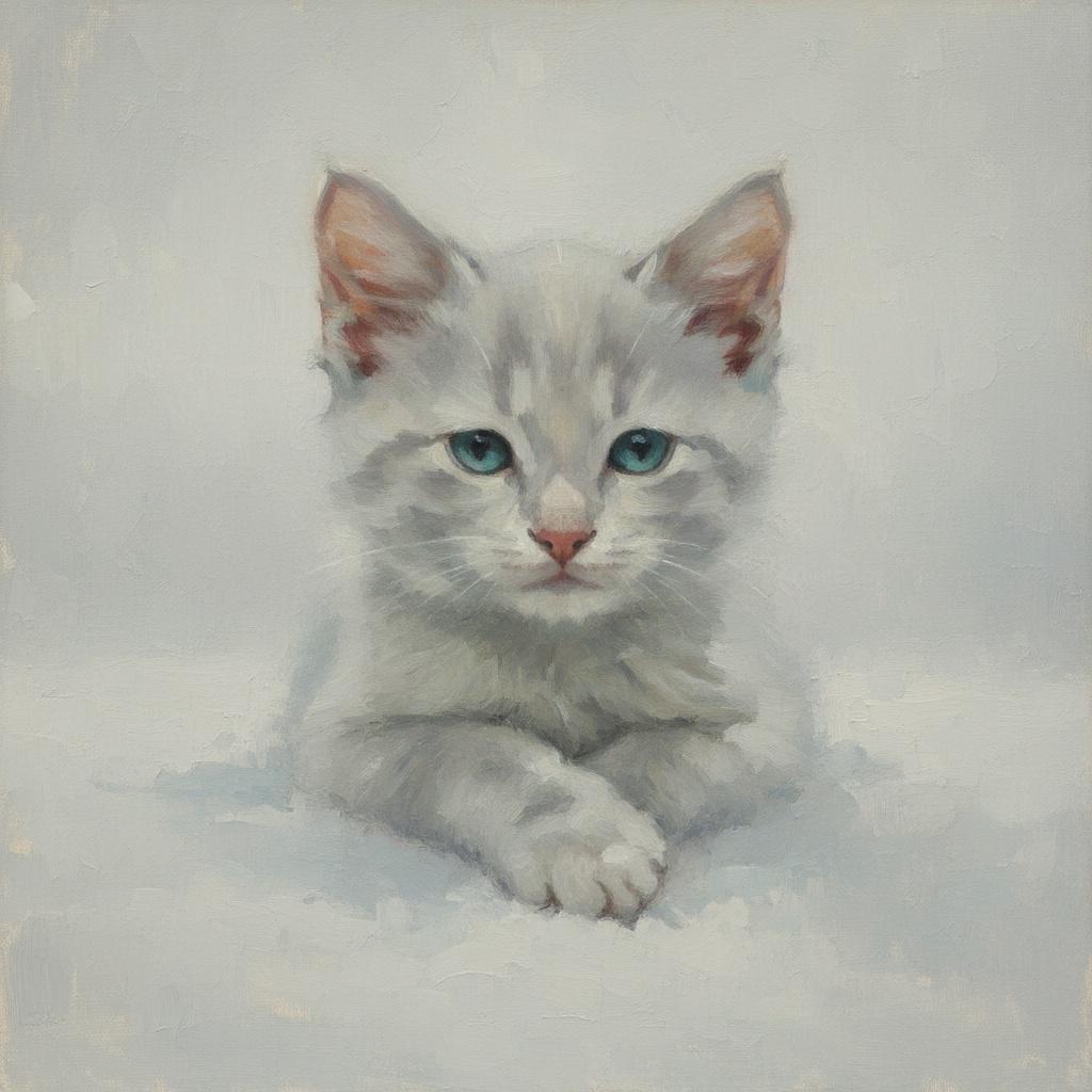 Azure Gaze In Ethereal Silence: A Tonalist Study Of Innocence — Baptiste Schmitt