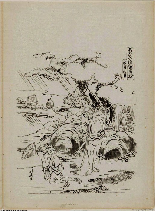Act V (tracing) Kanadehon Chushingura — Katsushika Hokusai